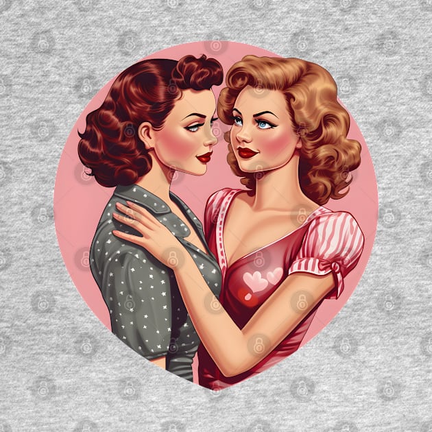 Retro comic lesbian couple by beangeerie